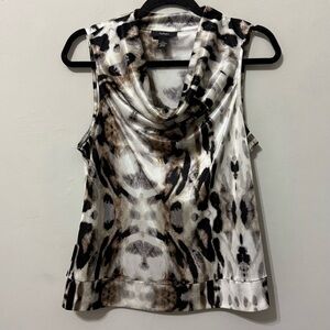 Women's Alfani Drop Roll Neckline Abstract Animal Print Top Sz. P/L